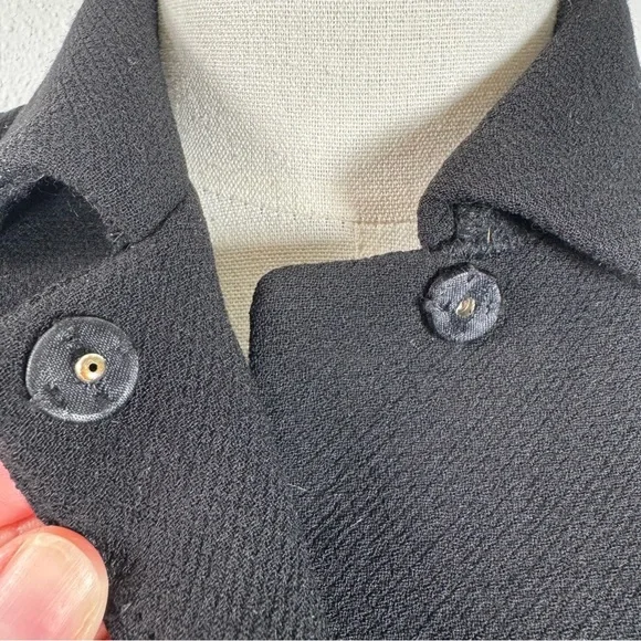 J. Crew Petite 2 Black Wool Blend Long Coat Hidden Placket Minimalist Overcoat - Picture 5 of 16